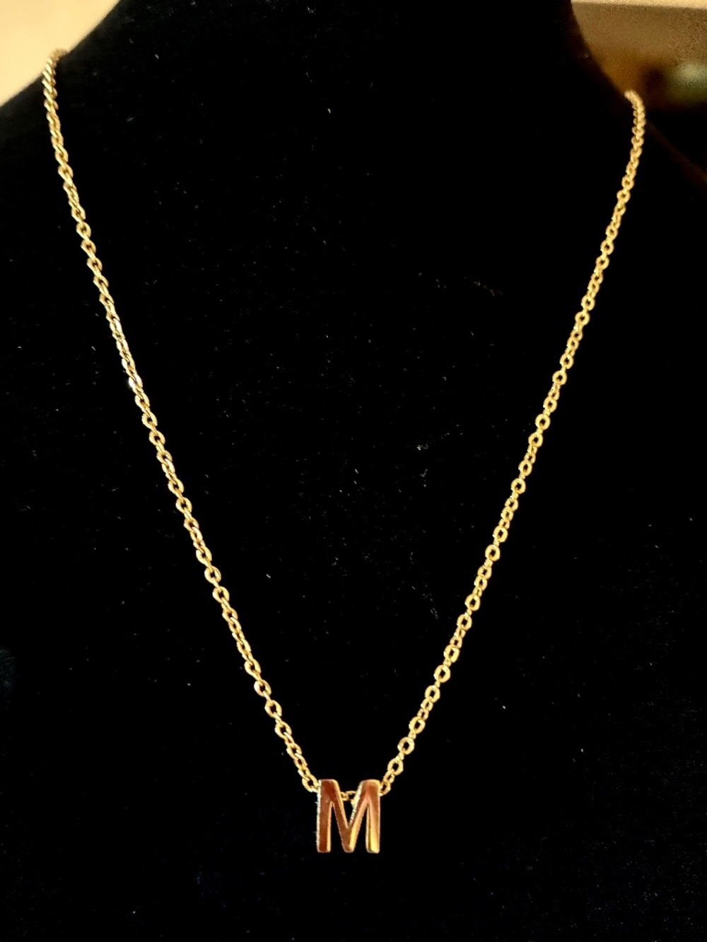 18K Gold Dainty Initial “M” Necklace